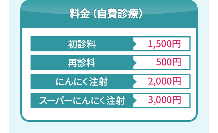 料金（自費診療）